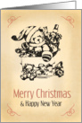 Retro Teddy Bear Holiday card
