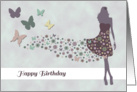 Silhouette Butterfly and Flower Birthday Card