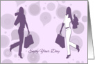 Girls Silhouette Shopping Birthday Card