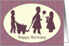 Vintage Purple Children Silhouette Birthday Card