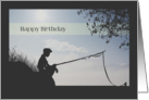 Silhouette Boy Fishing Birthday Card