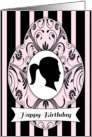 Black and Pink Silhouette Girl’s Birthday Card