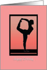 Pink Border with Black Yoga Silhouette and Sunset Birthday Card