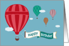 Hot Air Balloons Displaying Banner Birthday Card