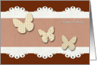 Three Butterflies with Retro Patterns Birthday Card