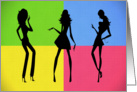 Silhouette Dancers in front of Blocks of Color Birthday Card