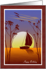 Silhouette Sailboat in Front of Sunset Christian Birthday Card