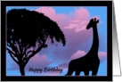 Silhouette Giraffe in front of Pink Clouds Christian Birthday Card