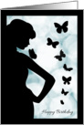 Beautiful Lady Silhouette with Butterflies Birthday Card