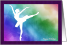 Silhouette Ballerina Cutout with Watercolor Background Birthday Card