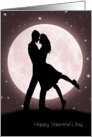 Couple Embraces in Font of the Moonlight and Stars. card