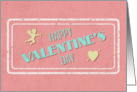 Cute Retro Happy Valentines Day Card with Cupid and Heart card