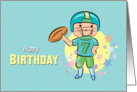 Cartoon Boy Throwing Football Birthday Card