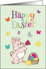 Adorable Pink Bunny with an Easter Egg Basket card