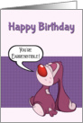 Purple Cartoon Bunny with Funny Ears on a Pop Art Style Background card