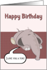 Laughing Cartoon Baby Elephant with Pop Art Style Background card