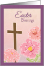 Easter Blessings Christian with Cross and Flowers card