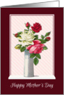 Roses in a Vase Painting with Maroon Background for Mothers Day card