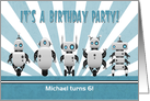 Line of Robots on a Platform for Sci-fi Custom Birthday Invitation card
