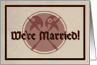 Medieval Marriage Announcement with Battle Axes card