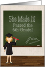 6th Grade Graduate with Cartoon Girl and Chalkboard card