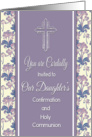 Girl Confirmation and Holy Communion Invitation with Retro Flowers card