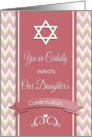 Girl Jewish Confirmation Invitation with Star of David and Chevron card