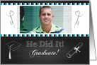 Retro For him Graduation Party Invitation with Custom Photo card