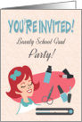 Cute Retro Invitation for a Beauty School Graduate Party card