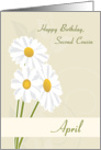 April Birth Flowers with Daisies for Second Cousin Birthday card