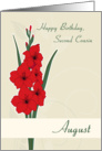 August Birth Flowers for Second Cousin Birthday card