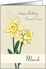 March Birth Flowers for Second Cousin Birthday card