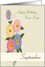 Multi-colored Asters Birth Flower for Foster Sister Birthday card