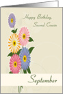 September Birth Flowers for Second Cousin Birthday card