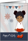 Cute Cartoon Girl with Red Skirt and Sneakers for 4th of July card