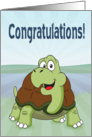 Cute Cartoon Turtle Smiling in Front of a Lake for Congratulations card