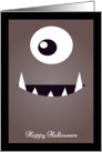 Scary Monster Face with Fangs and One Eye for Halloween card