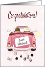 Congratulations on Wedding with Couple in Car Driving card