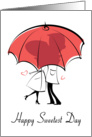 Cute Illustration of Couple Under Umbrella for Sweetest Day card