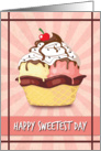 Double Scoop Ice Cream with Cherry on Top for Sweetest Day card