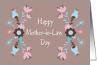 Pink, Brown, and Blue Floral Decoration for Mother-in-Law Day card