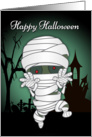 A Zombie Dressed Up like a Mummy for Halloween card