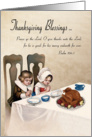 Vintage Thanksgiving Blessings with Praying Children and Bible Verse card