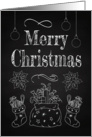 Retro Chalkboard with Santas Bag and Stockings for Christmas card