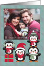 Custom Christmas with Penguins and Snowflakes card