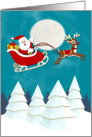 Santa and his Reindeer Race through the Sky for Christmas card