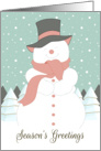Sweet Snowman with Top Hat for Seasons Greetings card