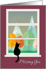 Cat in Window looking at Mountains for Missing You card