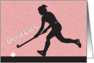 Girl Field Hockey Player Silhouette for Good Luck card