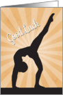 Gymnast Bending Over on Balance Beam for Good Luck card